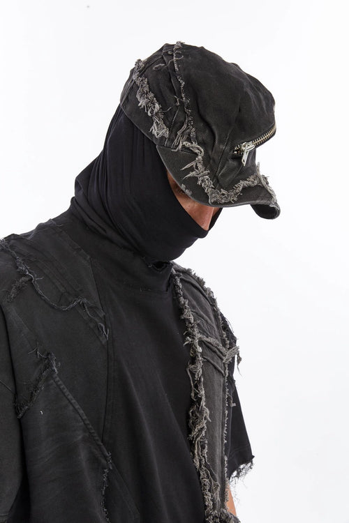 ACID BLACK ZIPPER POCKET CAP