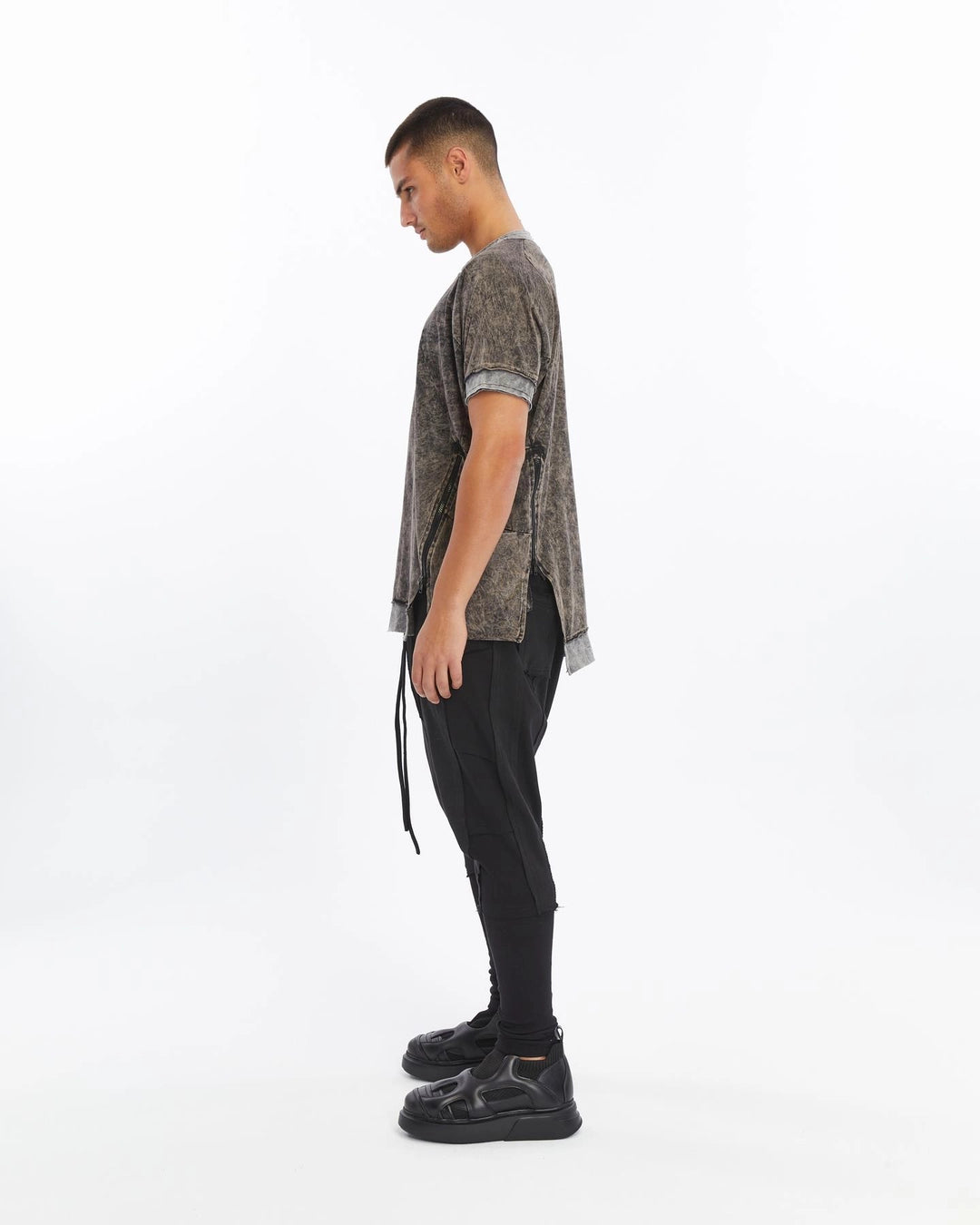 ACID BLACK ZIPPER T-SHIRT