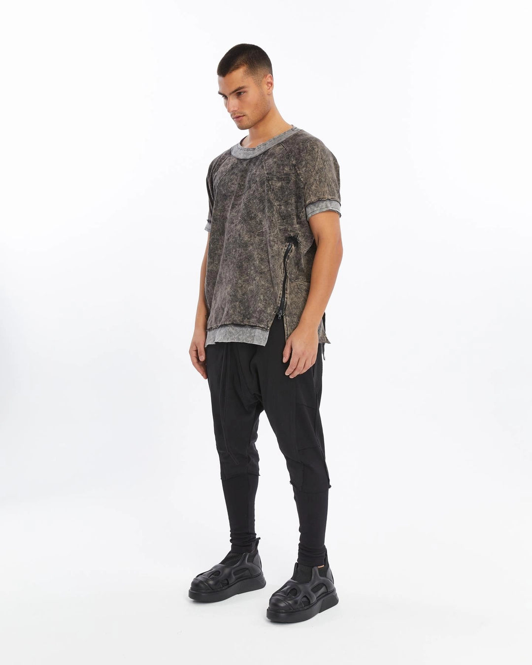 ACID BLACK ZIPPER T-SHIRT