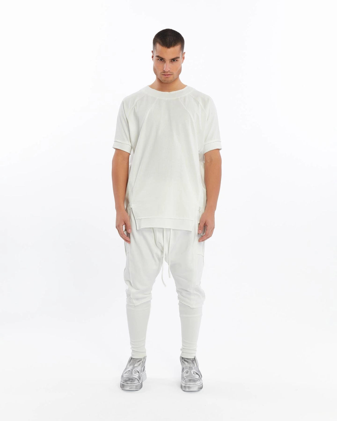 WHITE ZIPPER T-SHIRT